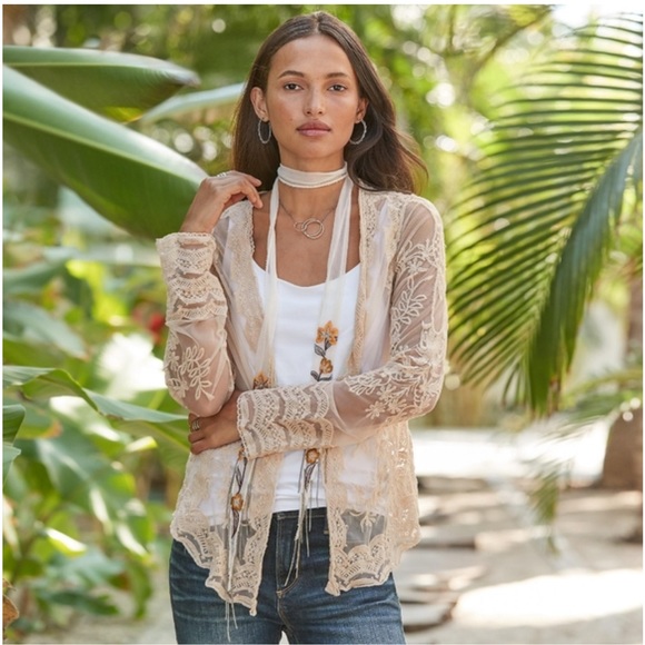 Sundance Journey Begins Sheer Lace Cardigan Jacket NWOT Small - Picture 1 of 6